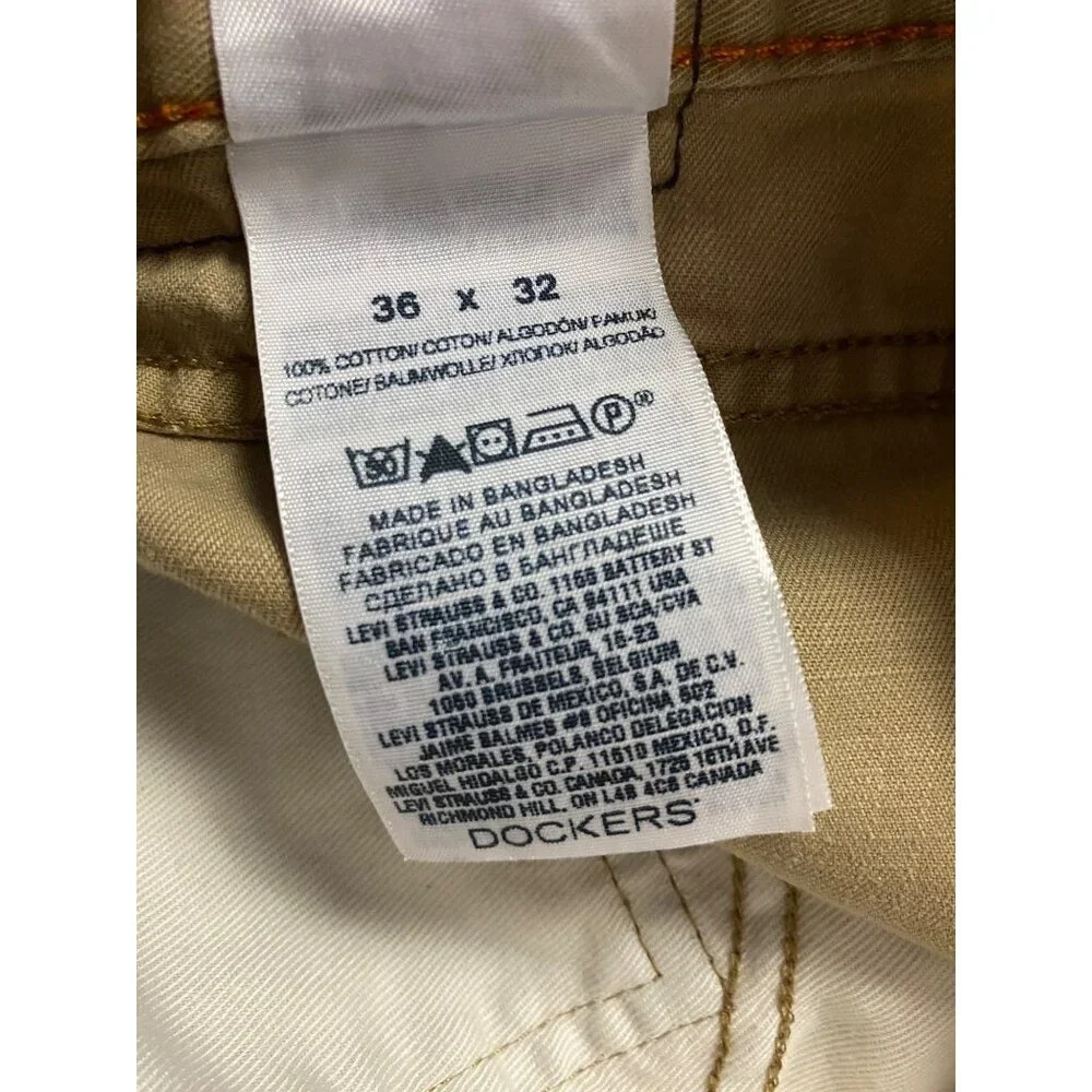 Vtg Dockers Mens Straight Fit Khaki Pants 36x32‎ 100% Cotton Beige Casual Wear